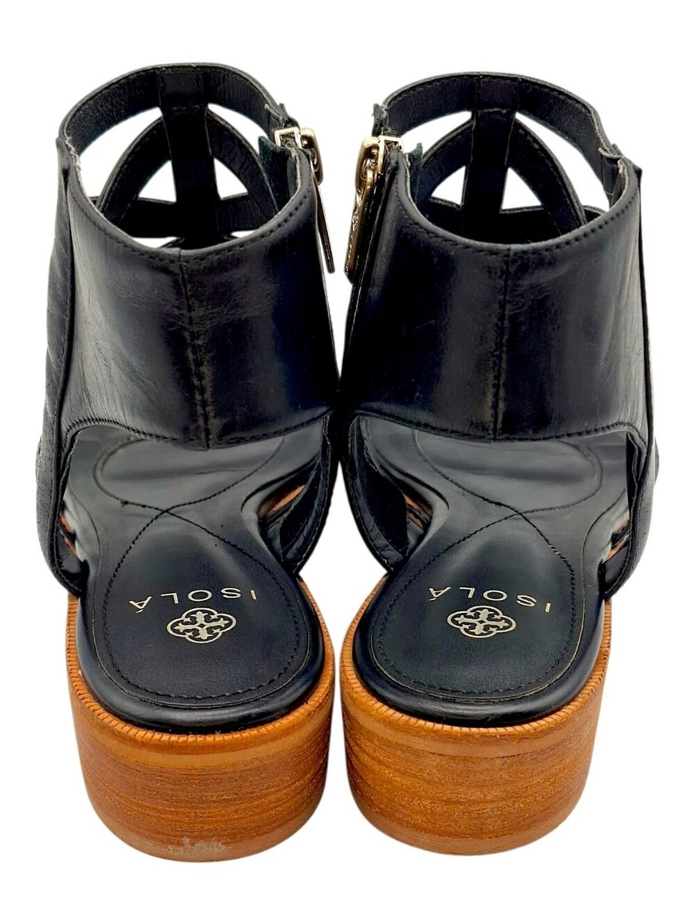ISOLA Genuine Leather Gladiator Strappy Sandals Black Size 9 - Picture 6 of 8